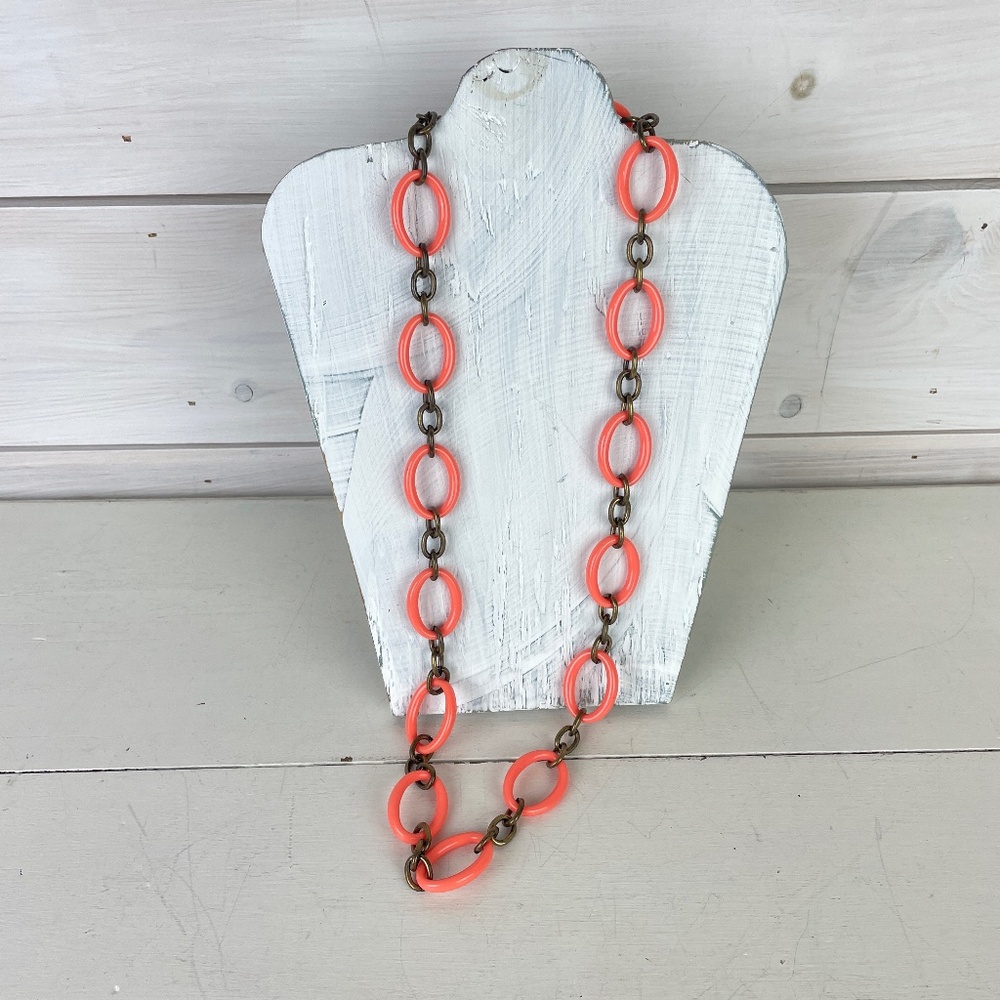 J Crew Orange and Bronze Chain Link Necklace